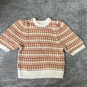 COPY - Universal threads short sleeve sweater top, never worn, brown and white,…